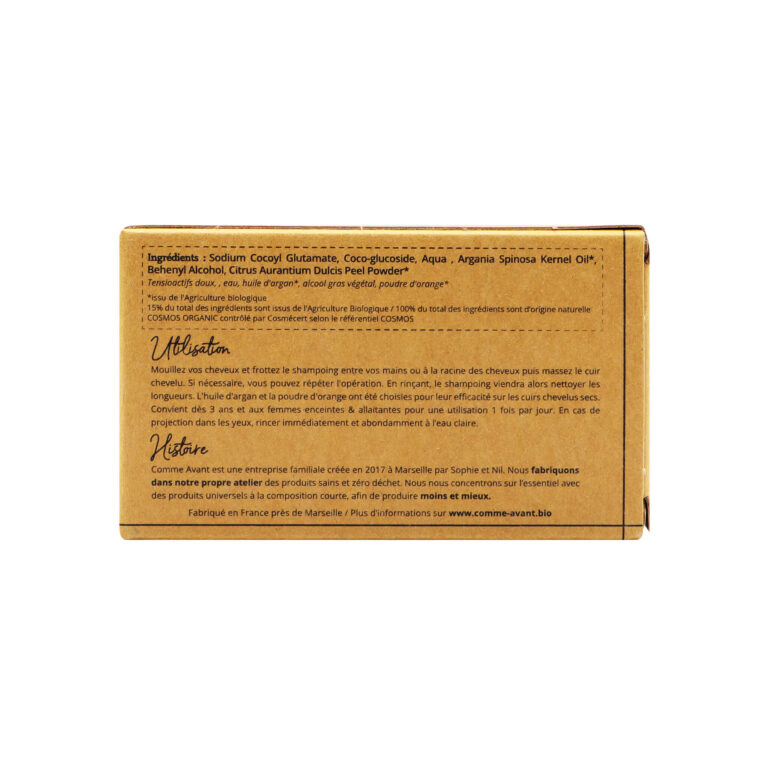 Comme Avant - Shampoing solide cheveux secs ou abimés à l'huile d'argan - Version 2 – 1 demi-pain - 210g
