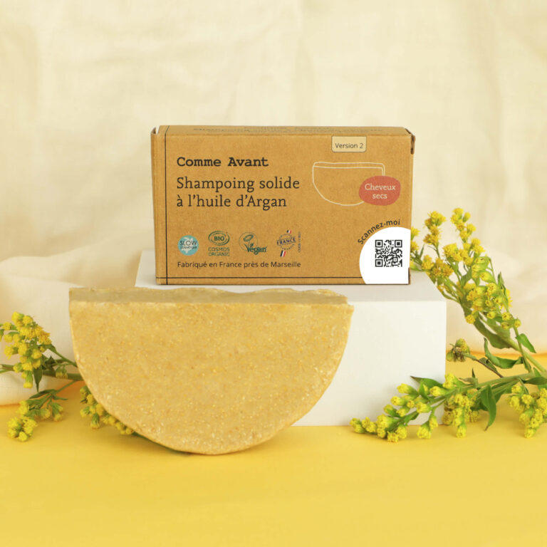 Comme Avant - Shampoing solide cheveux secs ou abimés à l'huile d'argan - Version 2 – 1 demi-pain - 210g