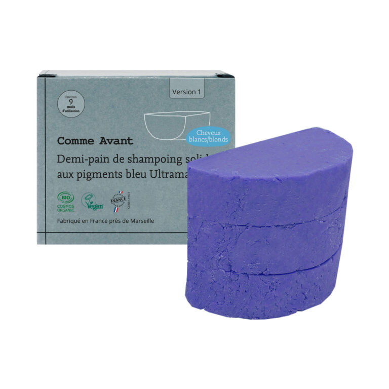Comme Avant - Shampoing solide cheveux blonds blancs aux pigments bleu Ultramarine - Version 1 – 1 shampoing - 70g