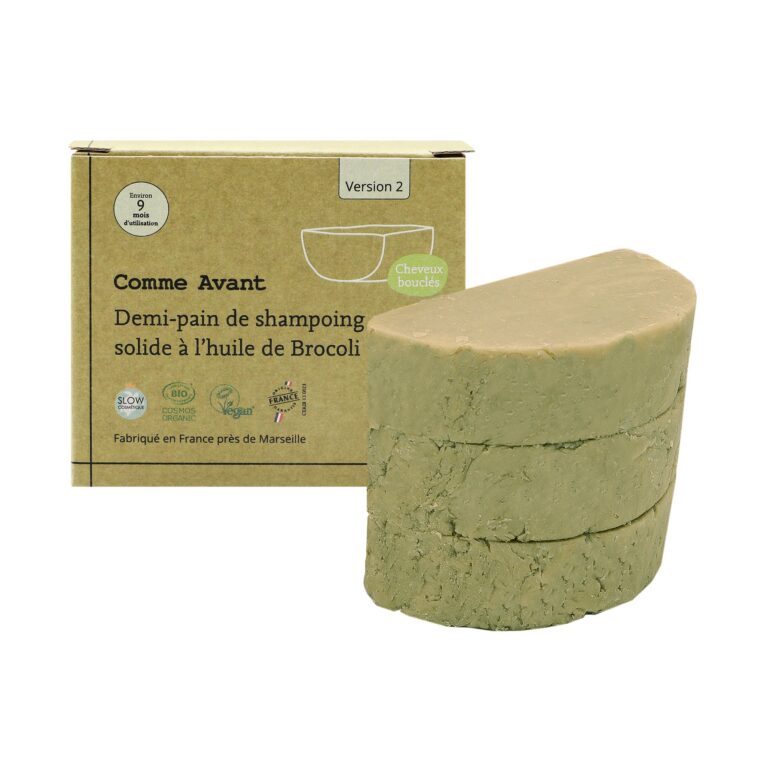 Comme Avant - Shampoing solide cheveux colorés ou bouclés à l'huile de brocoli - Version 2 – 1 shampoing - 70g