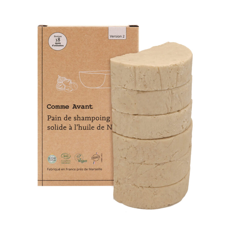 Comme Avant - Shampoing solide cheveux normaux à l'huile de noisette - Version 2 – 1 demi-pain de shampoing - 210g