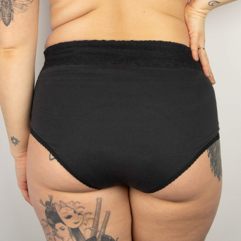 Comme Avant - Shorty menstruel absorbant en coton bio - Version 1 – 3 shorties + 1 pochette offerte / Dentelle / Taille XXL