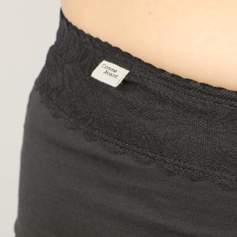 Comme Avant - Shorty menstruel absorbant en coton bio - Version 1 – 3 shorties + 1 pochette offerte / Dentelle / Taille XXL
