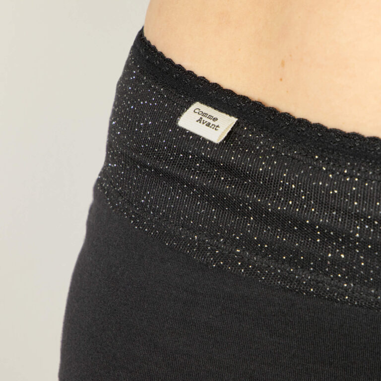 Comme Avant - Shorty menstruel absorbant en coton bio - Version 1 – 3 shorties + 1 pochette offerte / Dentelle / Taille XXL
