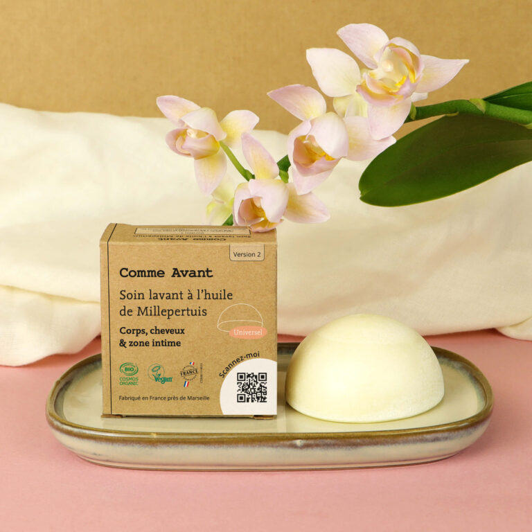 Comme Avant - Soin lavant hygiène intime solide à l’huile de Millepertuis - Version 2 – 1 soin lavant intime - 50g