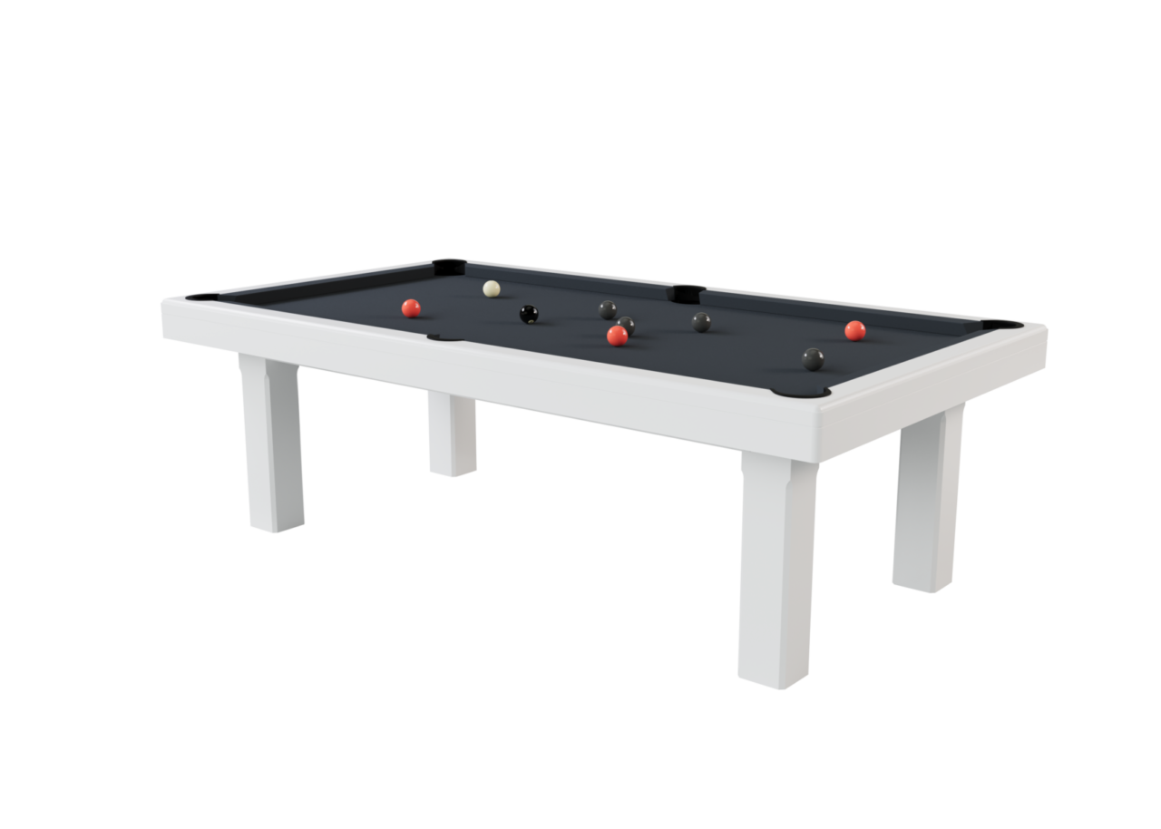 table de billard moderne blanche tapis noir bubbly toulet scaled 1 Maison Toulet - Billard Bubbly