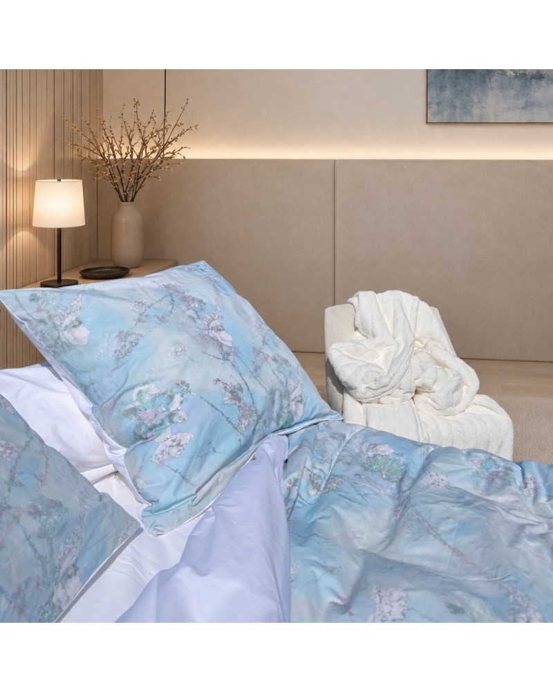 taie d oreiller en percale imprimee terre vosgienne 65x65cm ou 50x75cm 2 Blanc de Gerardmer - Taie d'oreiller en Percale imprimée Fleur givrée 65x65cm ou 50x75cm