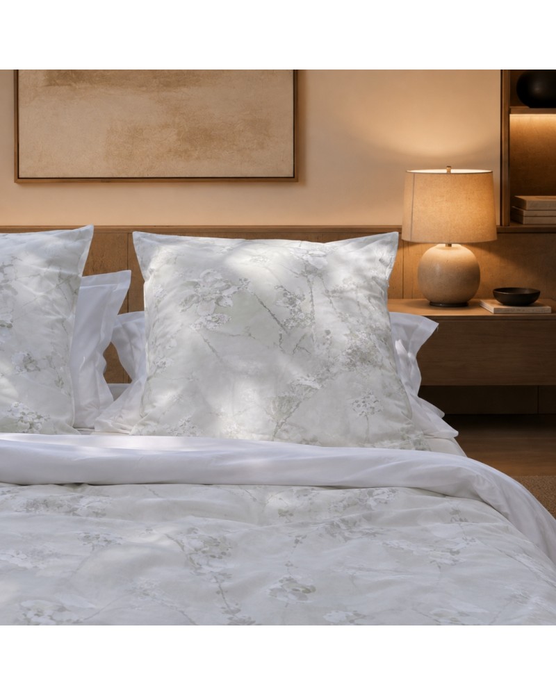 taie d oreiller en percale imprimee terre vosgienne 65x65cm ou 50x75cm 4 Blanc de Gerardmer - Taie d'oreiller en Percale imprimée Fleur minérale 65x65cm ou 50x75cm