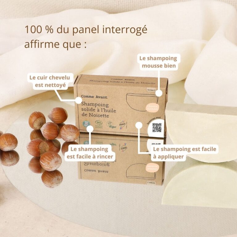 Comme Avant - Shampoing solide cheveux normaux à l'huile de noisette - Version 2 – 1 pain de shampoing - 420g