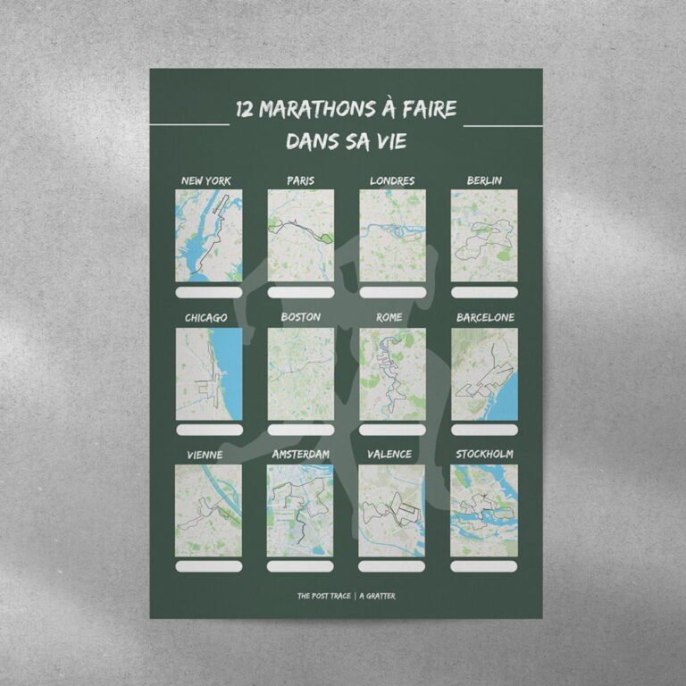The Post Trace - Carte à Gratter Marathons - 12 marathons à faire dans sa vie