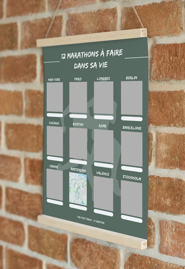 The Post Trace - Carte à Gratter Marathons - 12 marathons à faire dans sa vie
