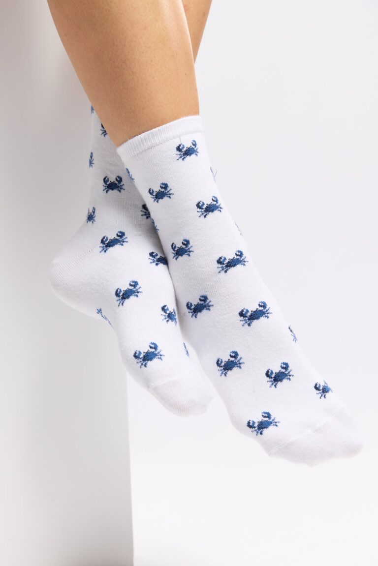 Maison Broussaud - Les crabes Armor-lux x Maison Broussaud - chaussettes femme - coton blanc bleu – 39/41 / BLANC/BLEU