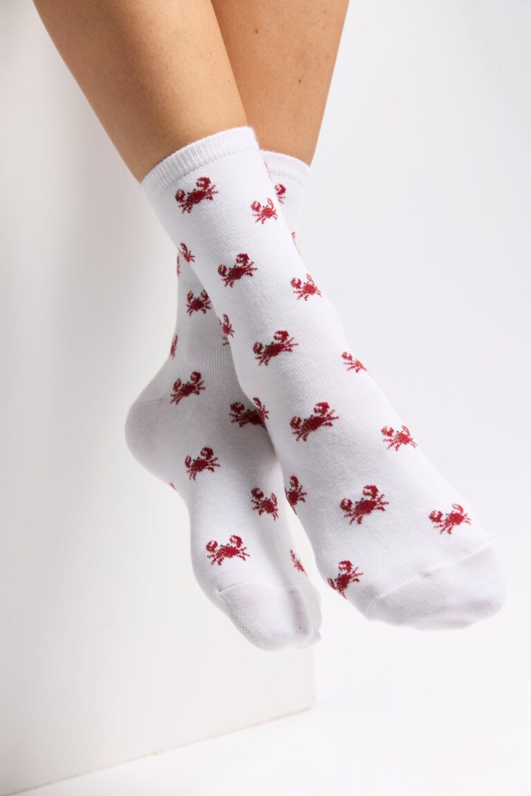 Maison Broussaud - Les crabes Armor-lux x Maison Broussaud - chaussettes femme - coton blanc rouge – 39/41 / BLANC/ROUGE