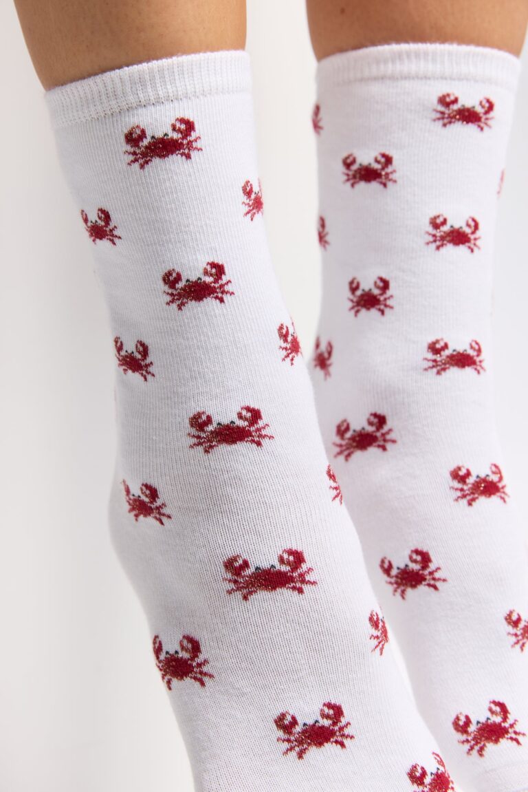 Maison Broussaud - Les crabes Armor-lux x Maison Broussaud - chaussettes femme - coton blanc rouge – 39/41 / BLANC/ROUGE