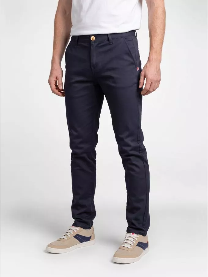 163marine 01 1083 - CHINO AJUSTE 163N coton bio filidenim flex uni bleu marine Homme
