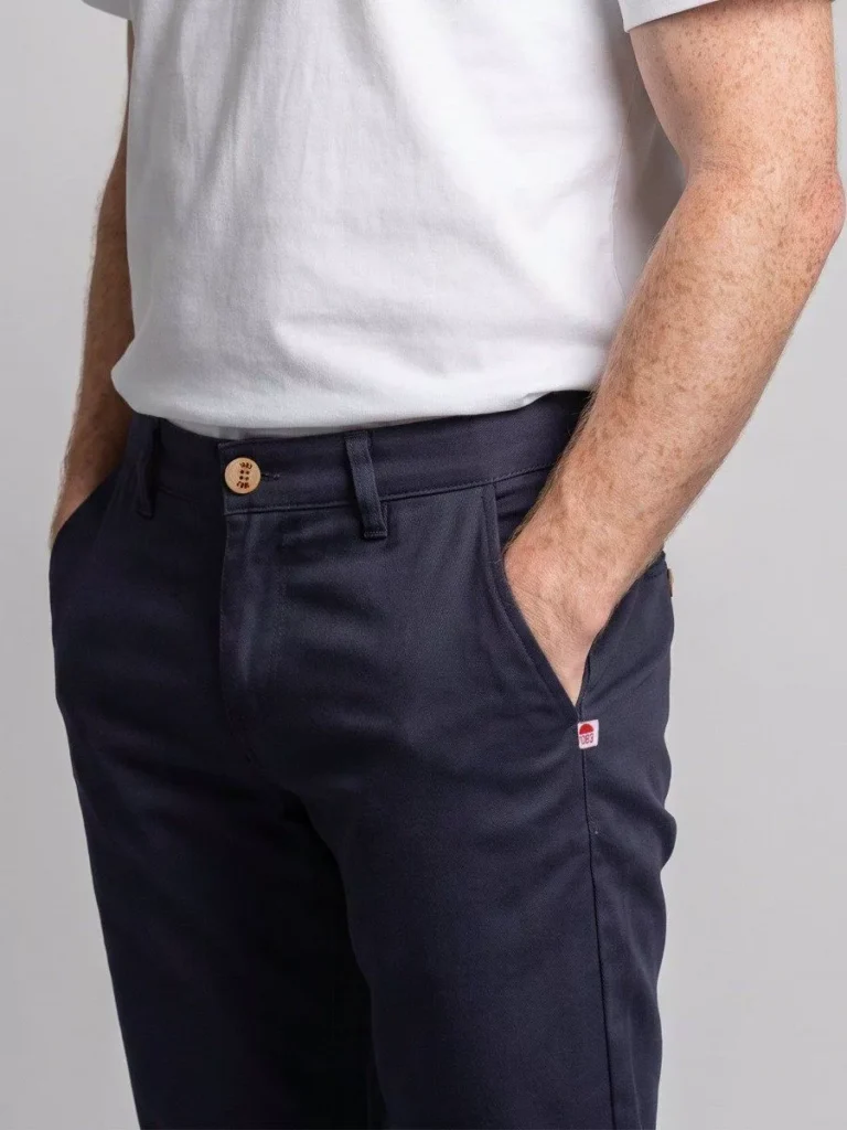 1083 - CHINO AJUSTE 163N coton bio filidenim flex uni bleu marine Homme