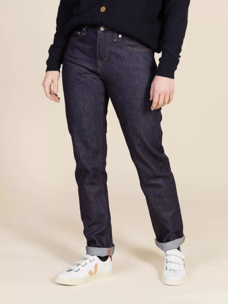 1083 - JEANS DROIT 201N 100 % coton bio superdenim indigo brut Femme
