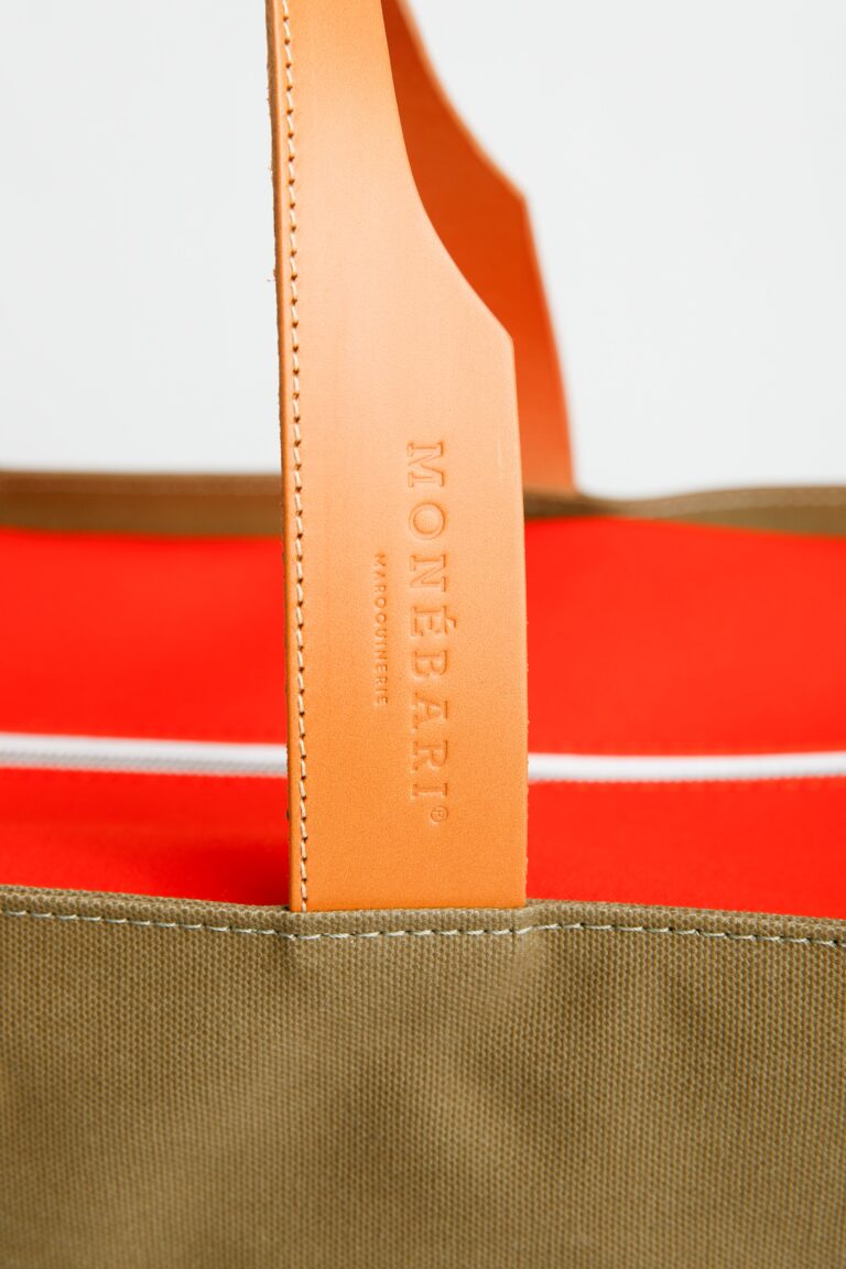 Monébari - Les sacs made in France - Sac voyage cabine - kaki et orange