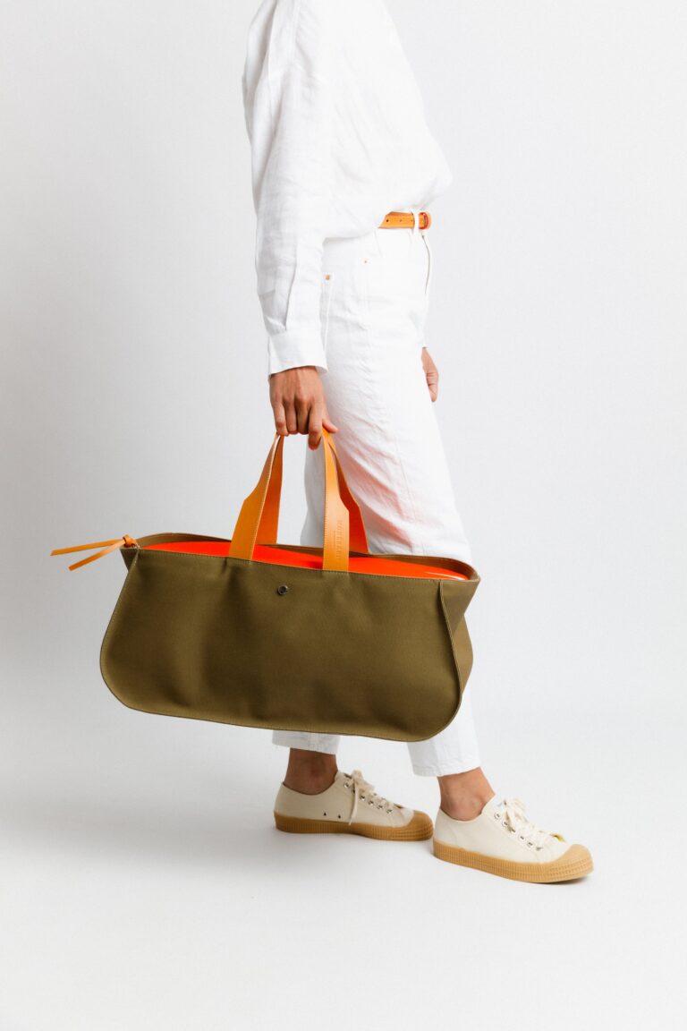 Monébari - Les sacs made in France - Sac voyage cabine - kaki et orange