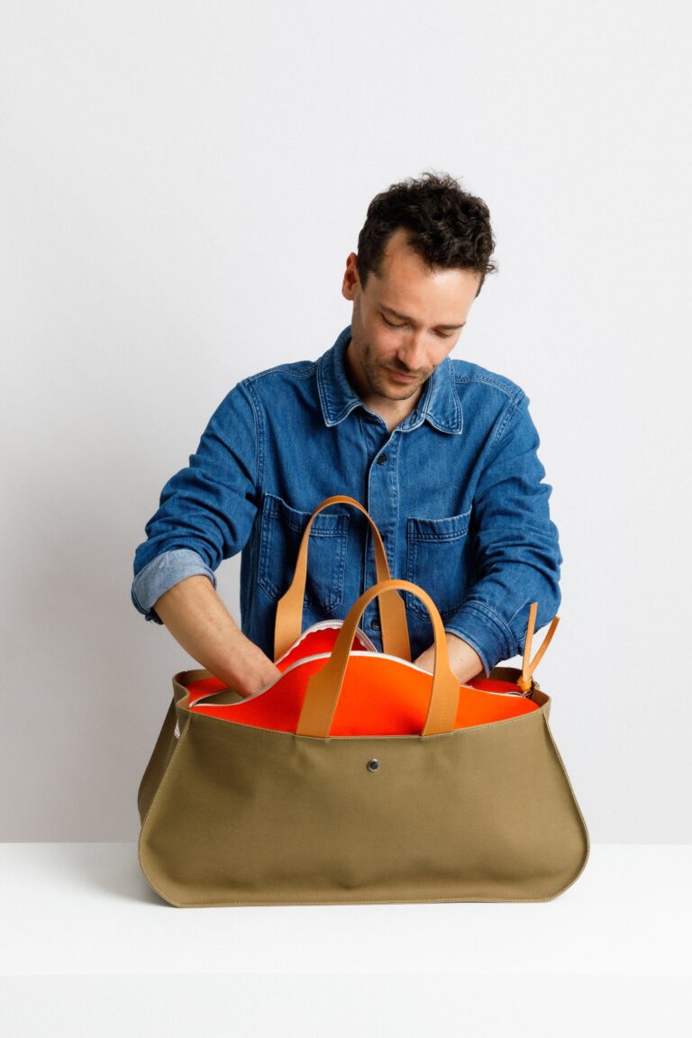 Monébari - Les sacs made in France - Sac voyage cabine - kaki et orange