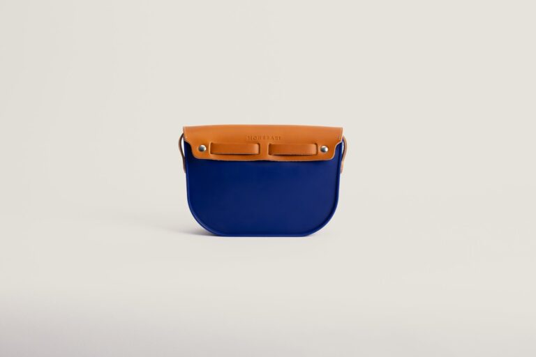 Monébari - Sac à bandoulière - en gomme et cuir - bleu roi