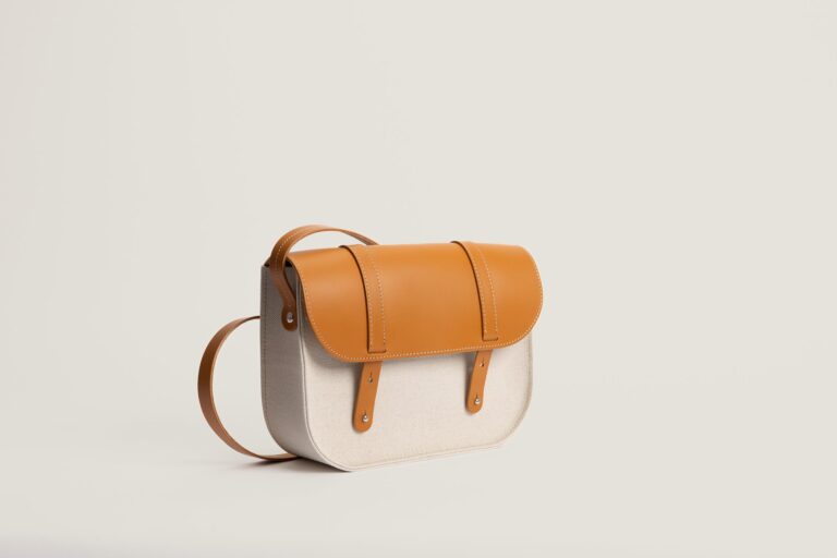 Monébari - Sac besace en toile et cuir - lin et coton