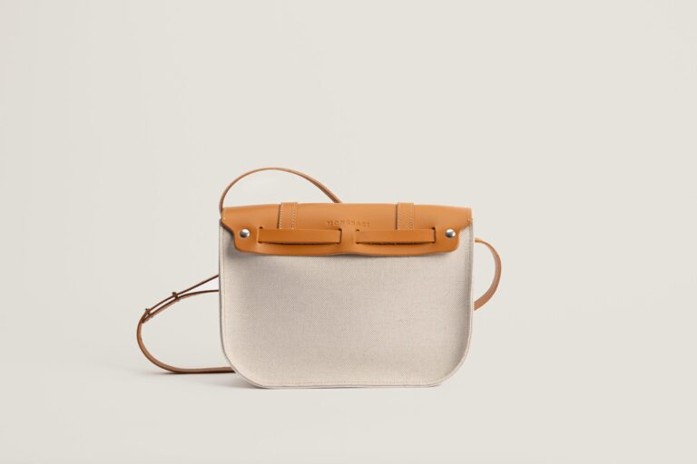 Monébari - Sac besace en toile et cuir - lin et coton
