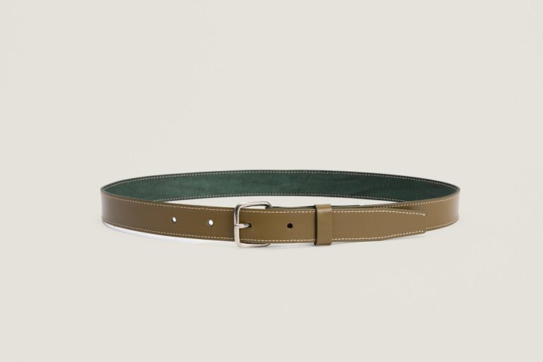 Monébari - Ceinture cuir – Kaki / 120 cm