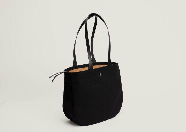 Monébari - Les sacs made in France - Sac fourre-tout cabas en toile et cuir - bicolore noir et camel