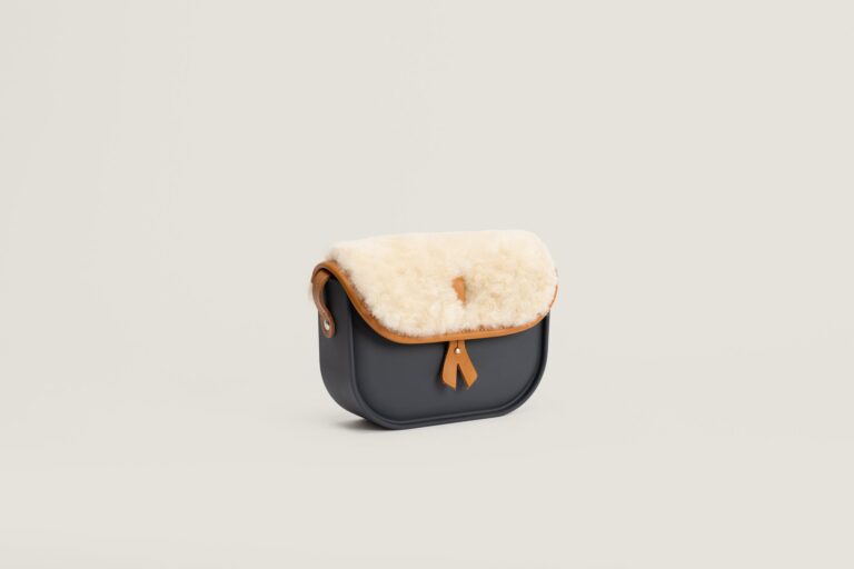 Monébari - Sac à bandoulière - en gomme et cuir - Édition Laine - gris