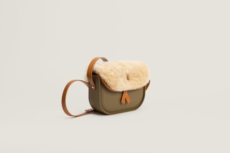 Monébari - Sac à bandoulière - en gomme et cuir -Édition laine - kaki