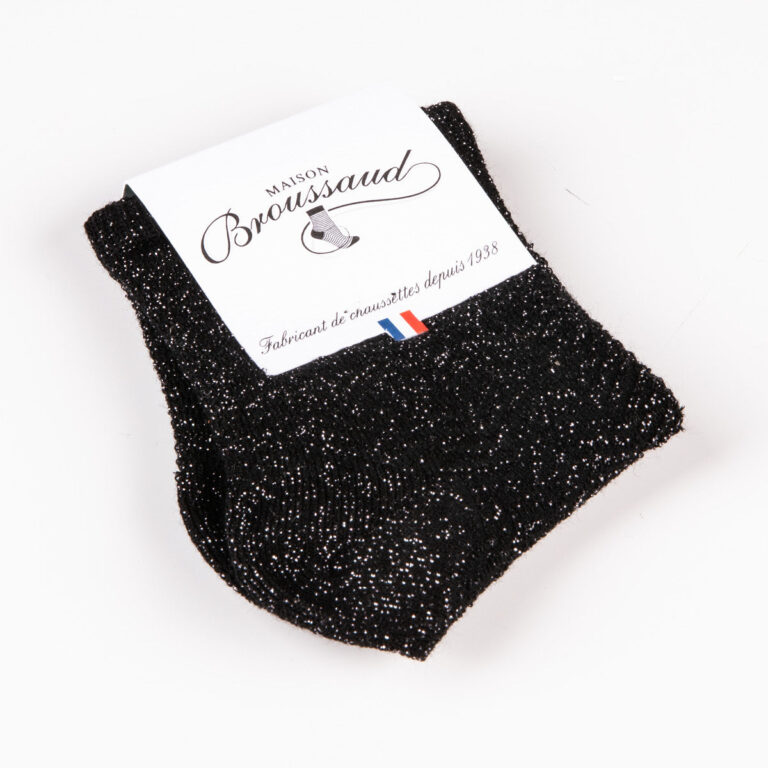 Maison Broussaud - Les Chevrons - chaussette enfant - coton noir – 31/34 / Noir Brillo