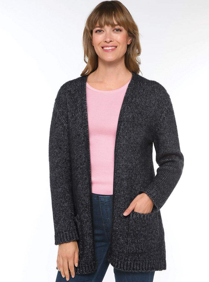 6718 GSA gilet long femme laine baby alpaga gris anthracite Maison-solfin - Gilet long femme en laine baby alpaga gris anthracite – 4