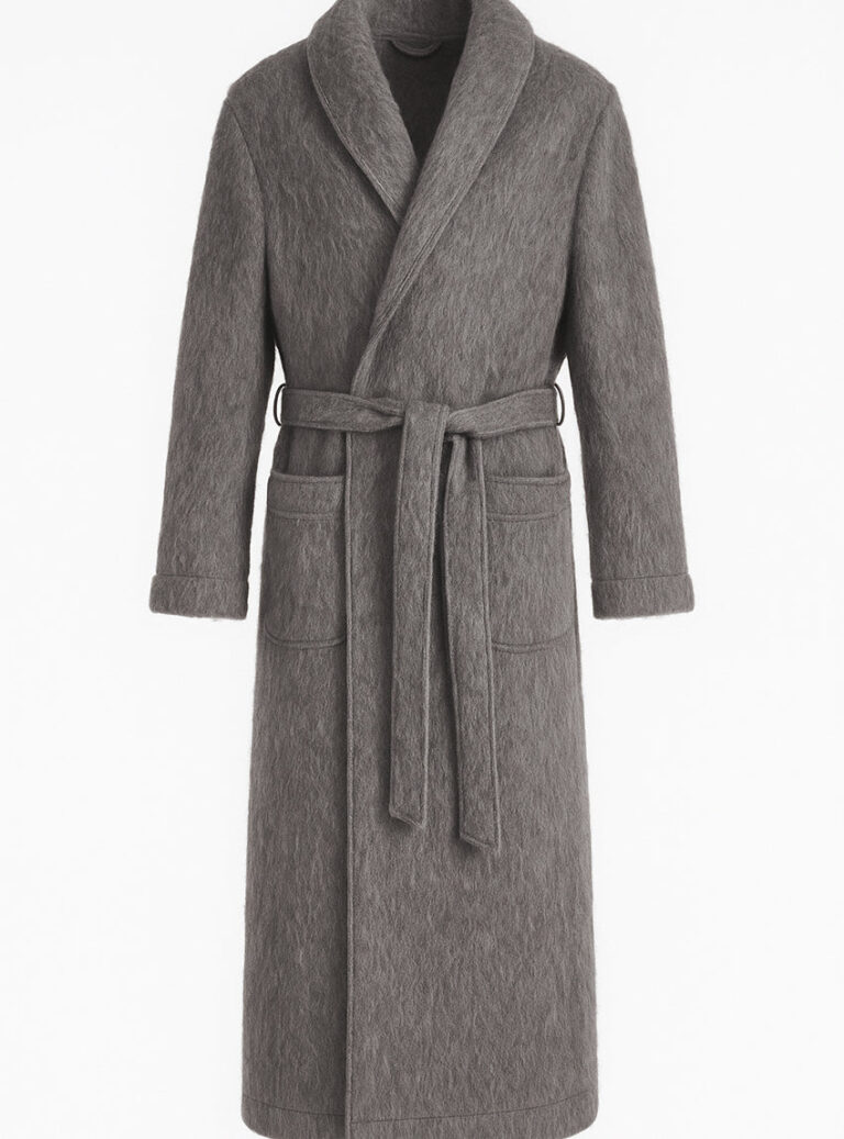 Maison-solfin - Robe de chambre homme en laine des Pyrénées gris anthracite – XL