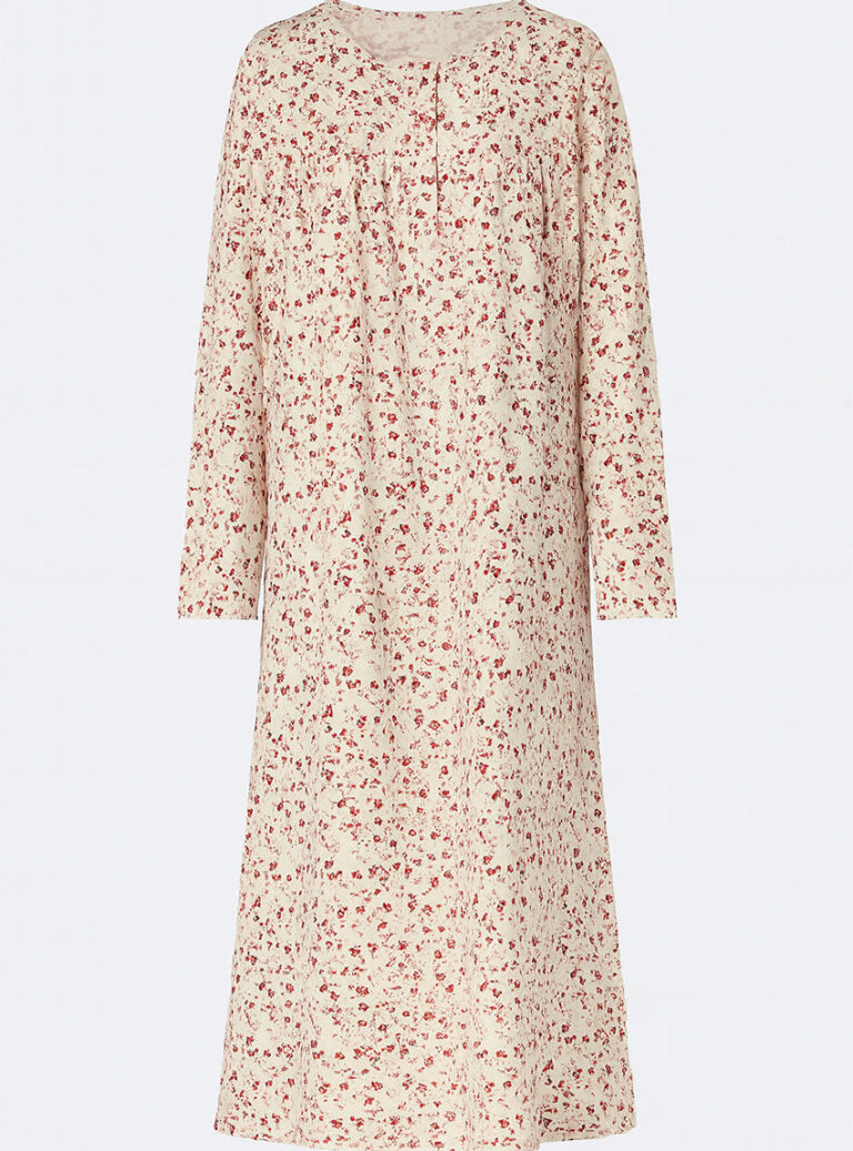 Maison-solfin - Chemise de nuit femme imprimée en coton rose fleur – 1