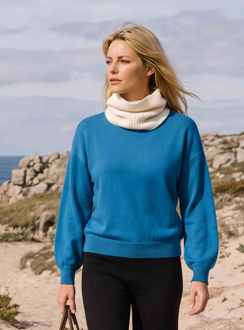 7465 pull agathe bleu atlantique 1 bord de mer LAFRANÇAISE Mailles in France - Pull Agathe – M