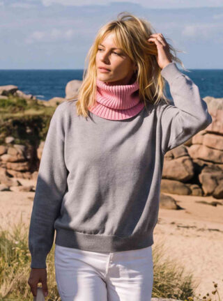 Pull col rond oversize gris Agathe par la marque MAISON SOLFIN MAISON SOLFIN - Pull col rond oversize gris Agathe