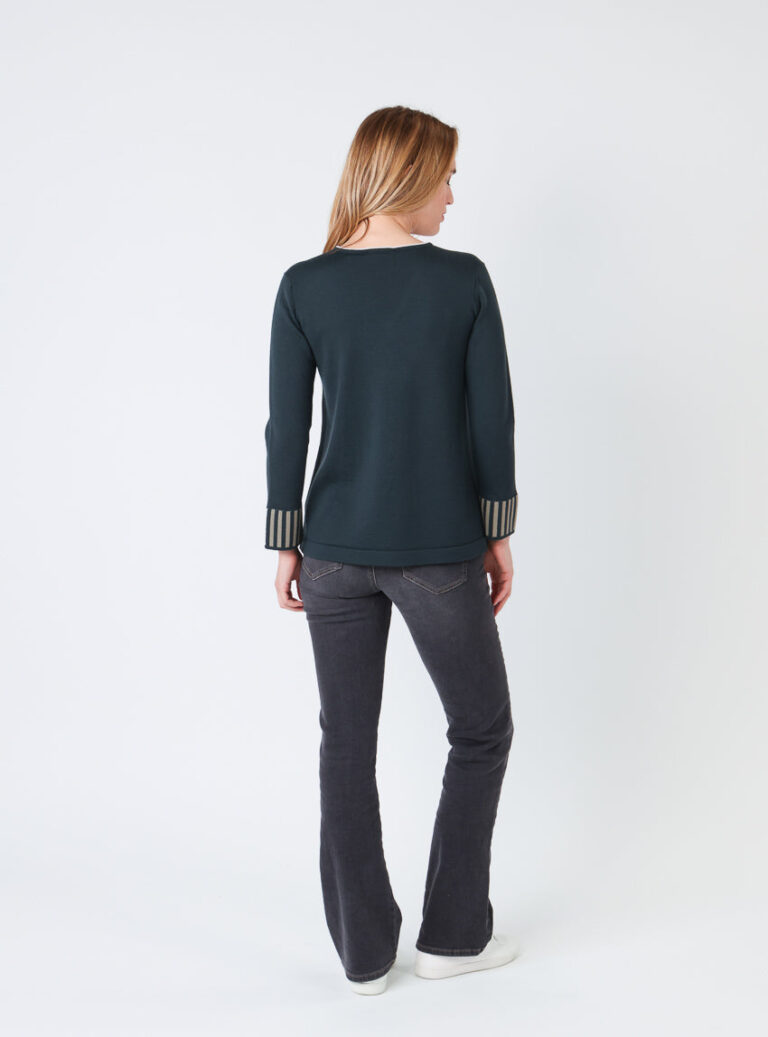 Maison Solfin - Pull ample femme en laine vert sombre – 38