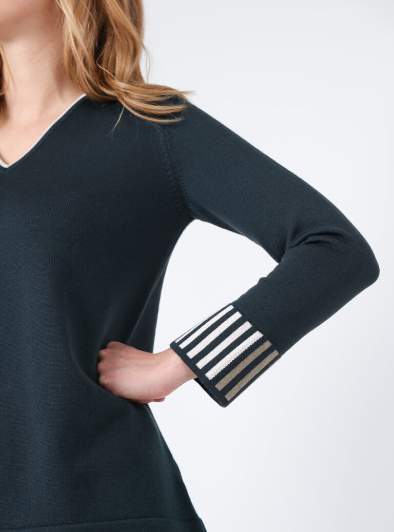Maison Solfin - Pull ample femme en laine vert sombre – 38