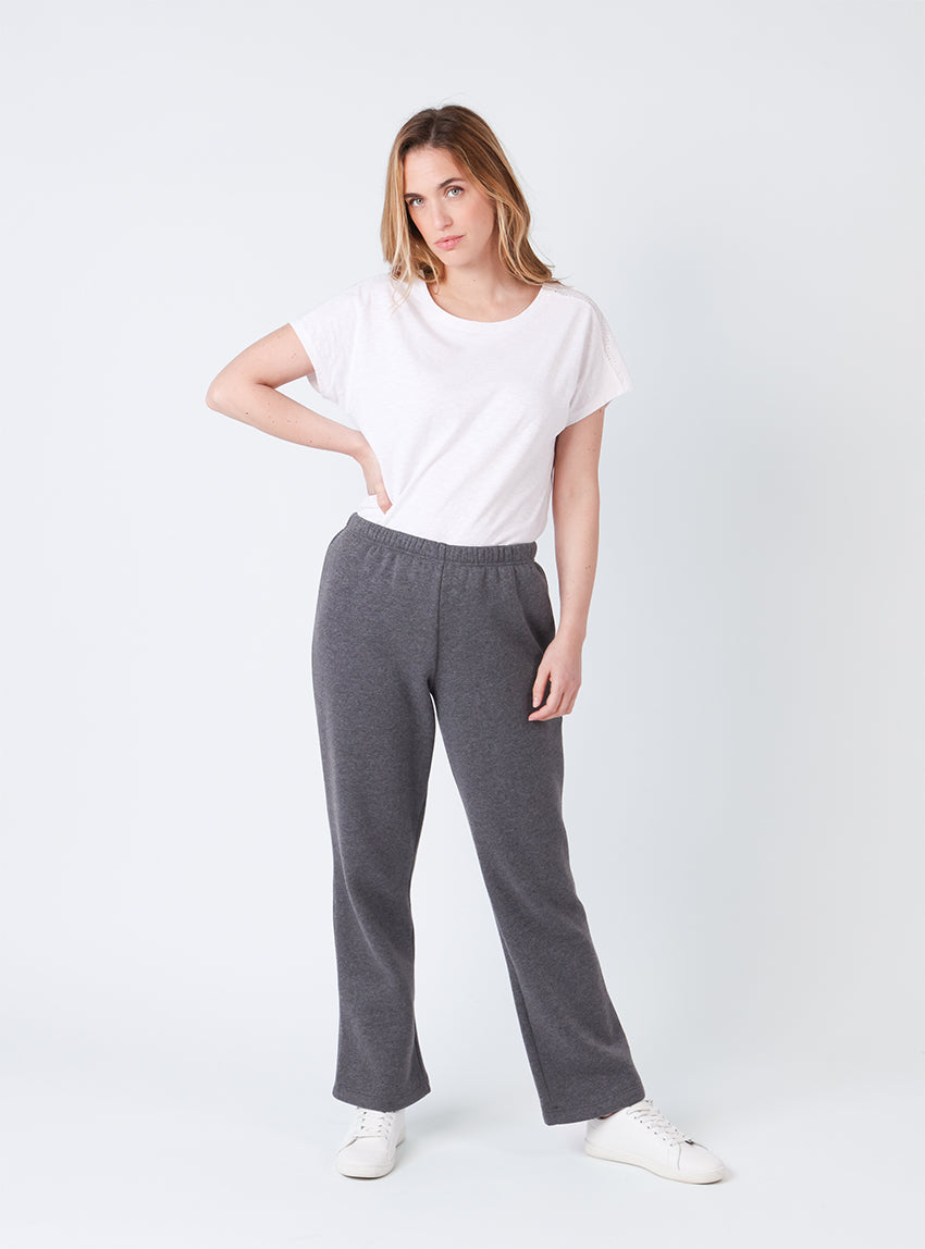 7644 ATE 1 pantalon femme coton gris anthracite Maison-solfin - Pantalon molleton femme gris anthracite – 2