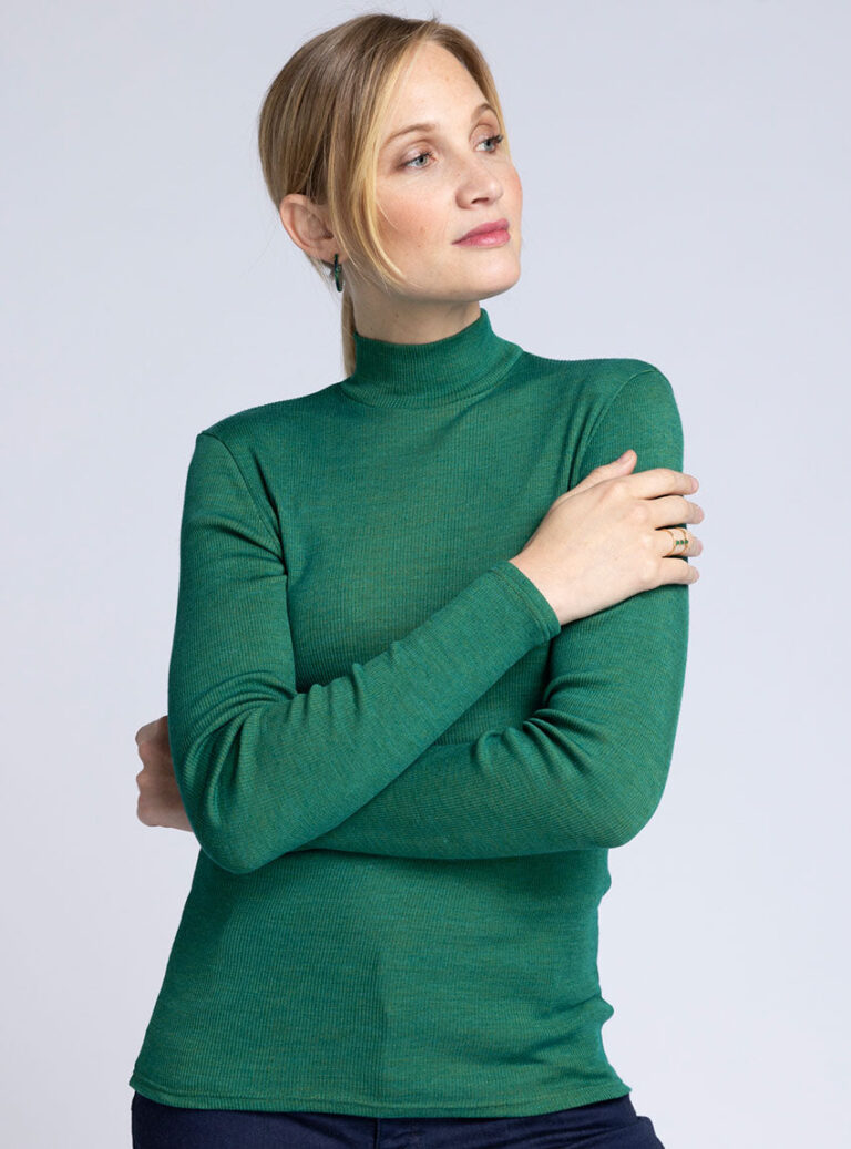 Maison Solfin - Pull chaussette femme col montant vert – 2