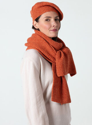 MAISON SOLFIN - Écharpe femme en laine recyclée orange