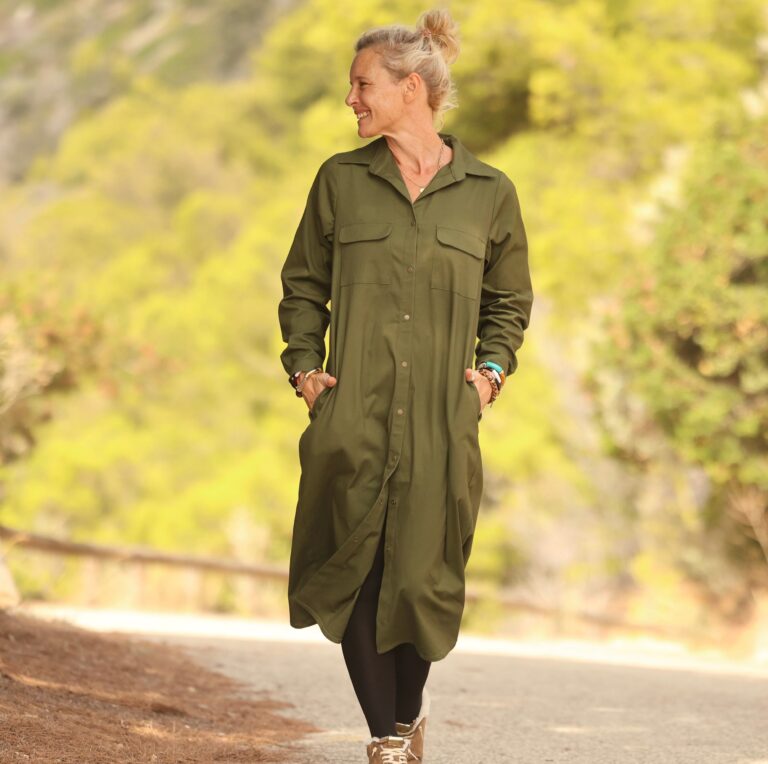Quintessence - Robe Reine — Toile de coton vert sous-bois – XXL
