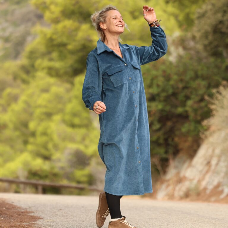 Quintessence - Robe Reine — Velours côtelé bleu officier – XXL