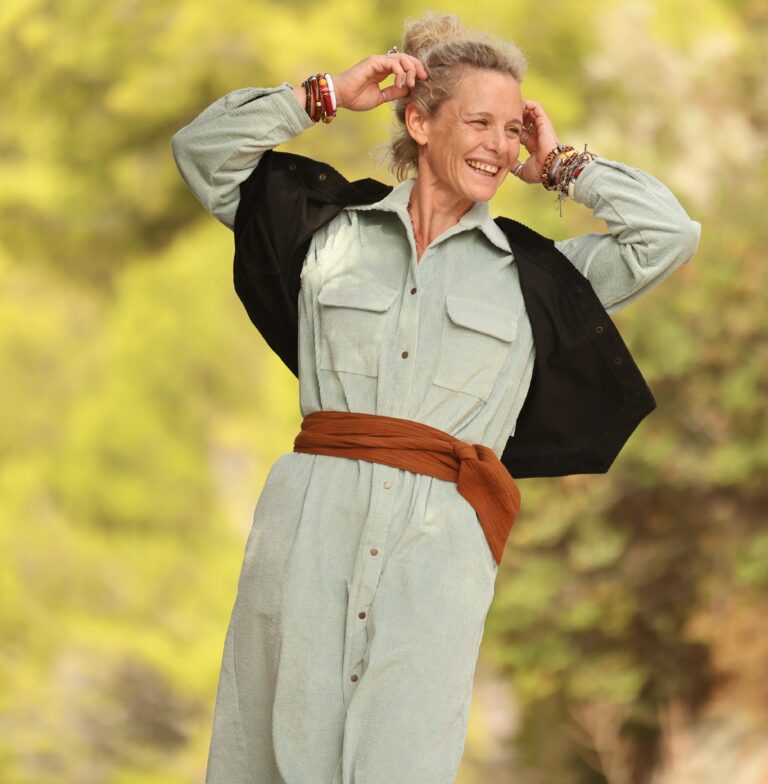 Quintessence - Robe Reine — Velours côtelé vert d'eau – XXL