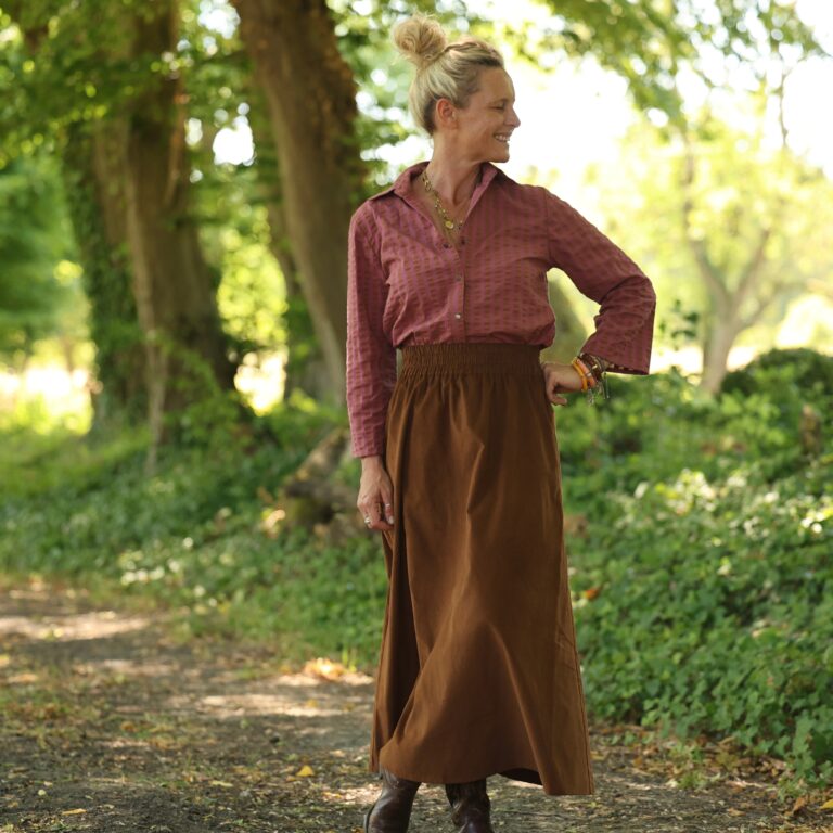 7Z9A7489 Quintessence - Jupe Tao — Velours milleraies chamois – XXXL