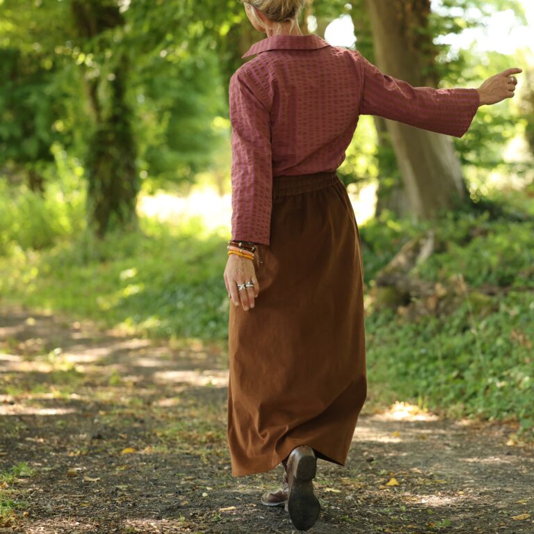 Quintessence - Jupe Tao — Velours milleraies chamois – XXXL