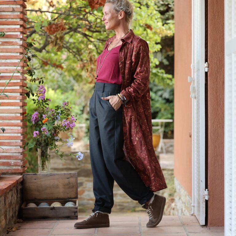 Quintessence - Robe Reine — Satin de coton écorce moka – XXL