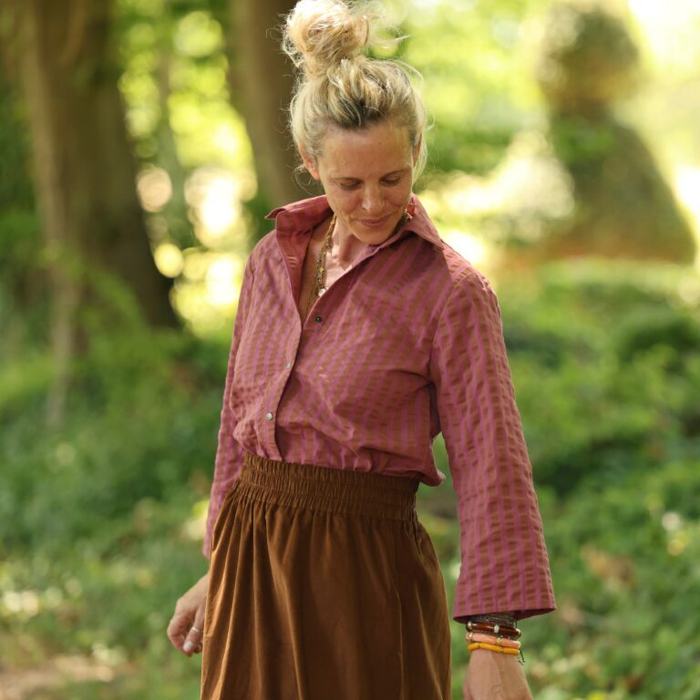Quintessence - Jupe Tao — Velours milleraies chamois – XXXL