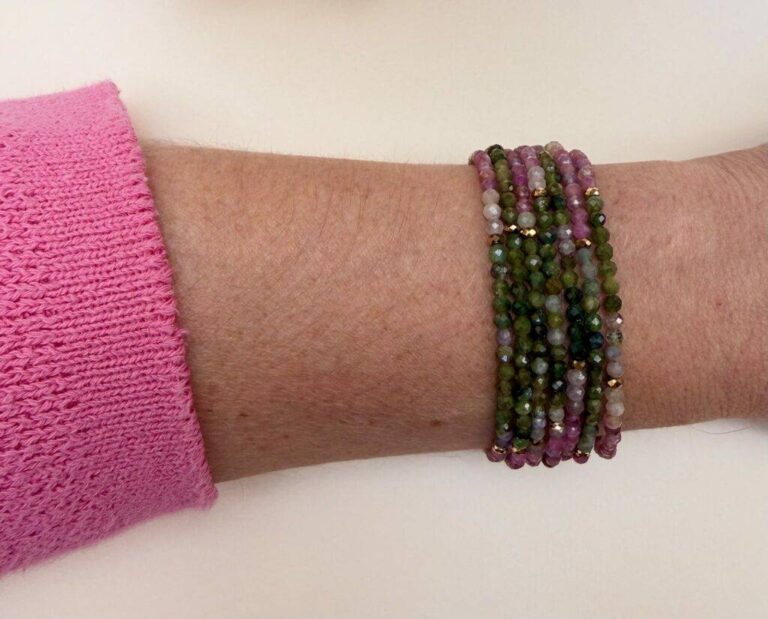 Maison Mallow - Bracelet Clotilde en tourmaline multicolore et hématite dorée